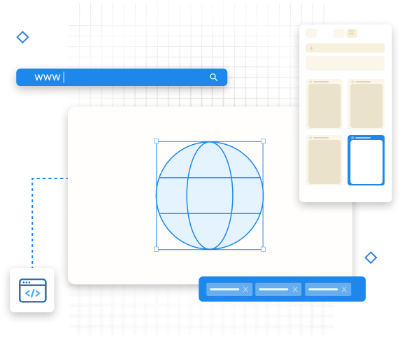 a graphical representation of Bokaap Design's website and development service