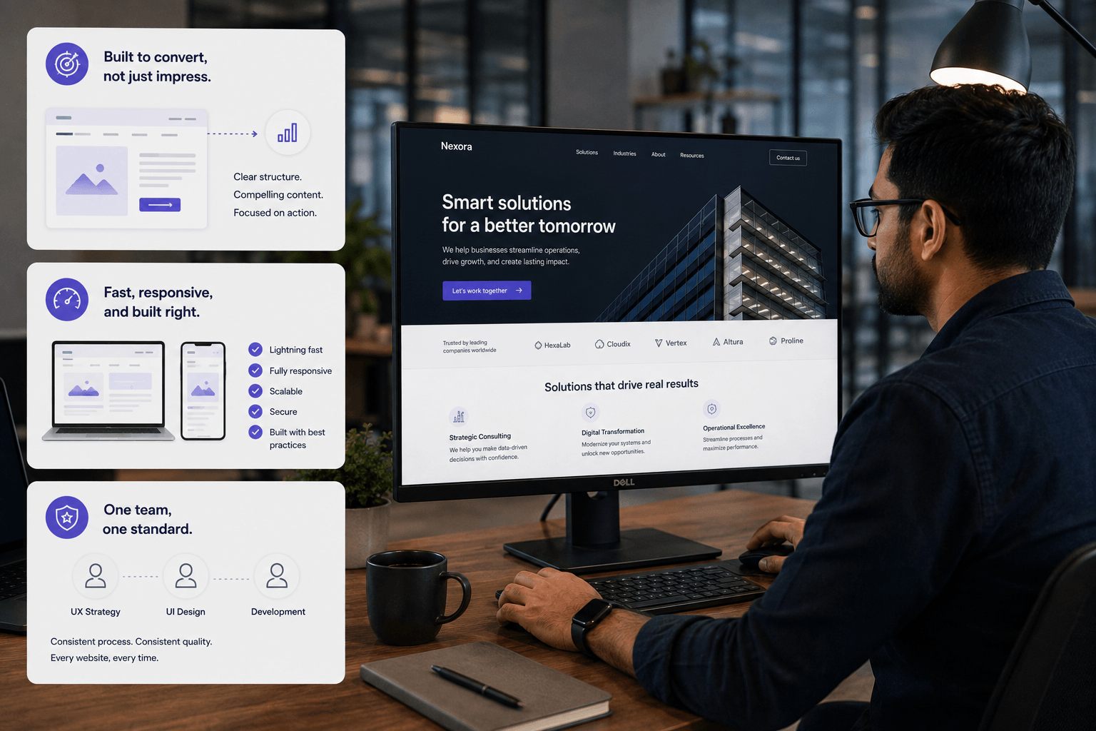 a graphical representation to show website solution benefits